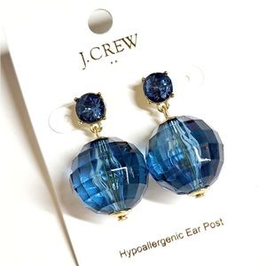J.Crew Factory blue crystal bauble statement earrings